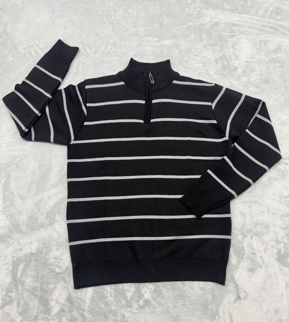 True Rock Mens Long Sleeve Stripe Zipup Sweater Large
